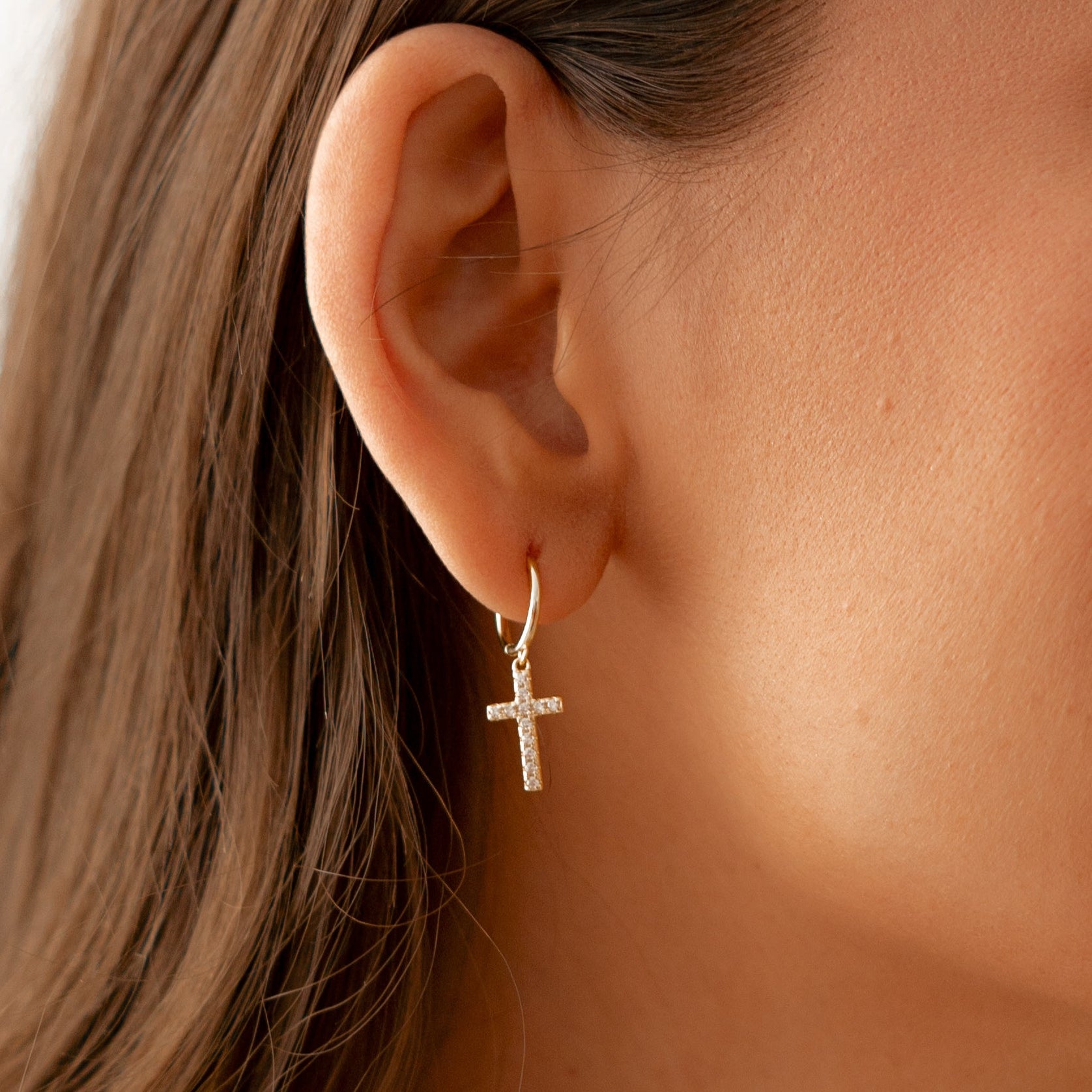 Glitz Cross Hoops