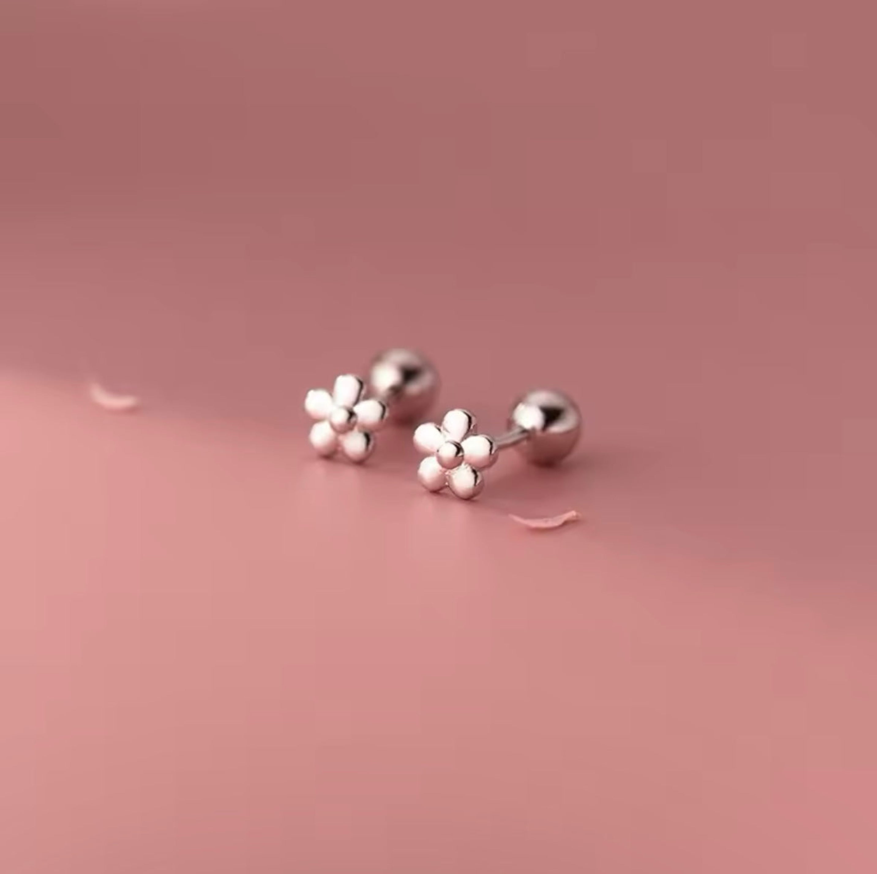 Flower Blossom Screw Back Earrings