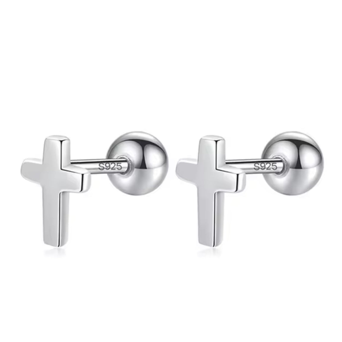 Mini Cross screw back earrings