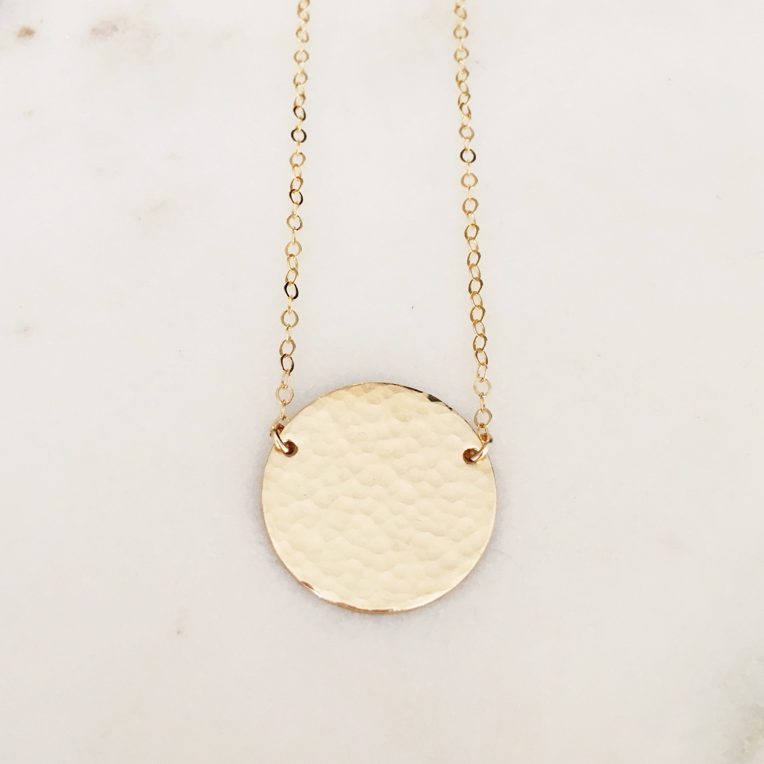 Large Circle Charm Necklace | 19mm / 3/4" | Personalized Disc