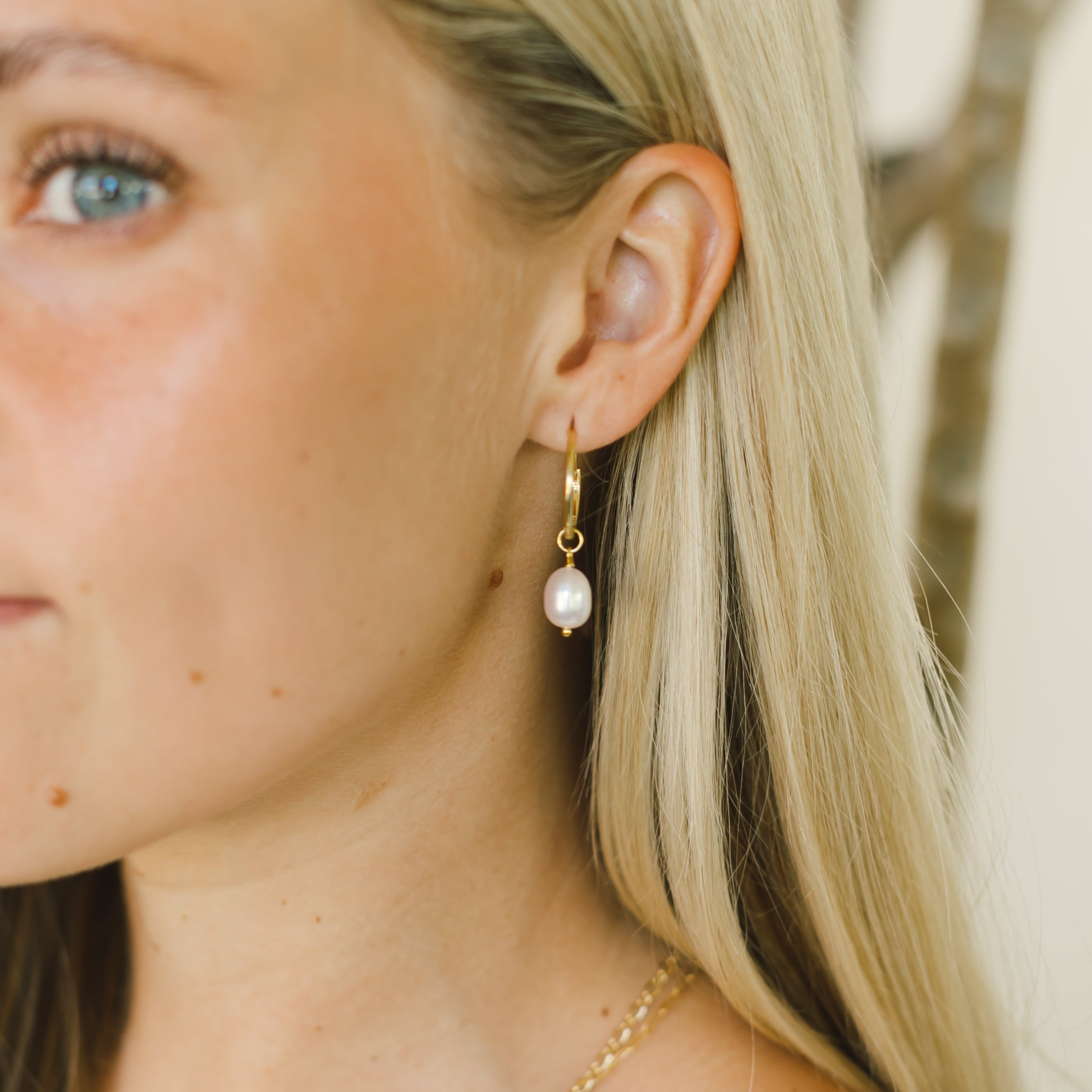 Large Pearl Drop Hoops