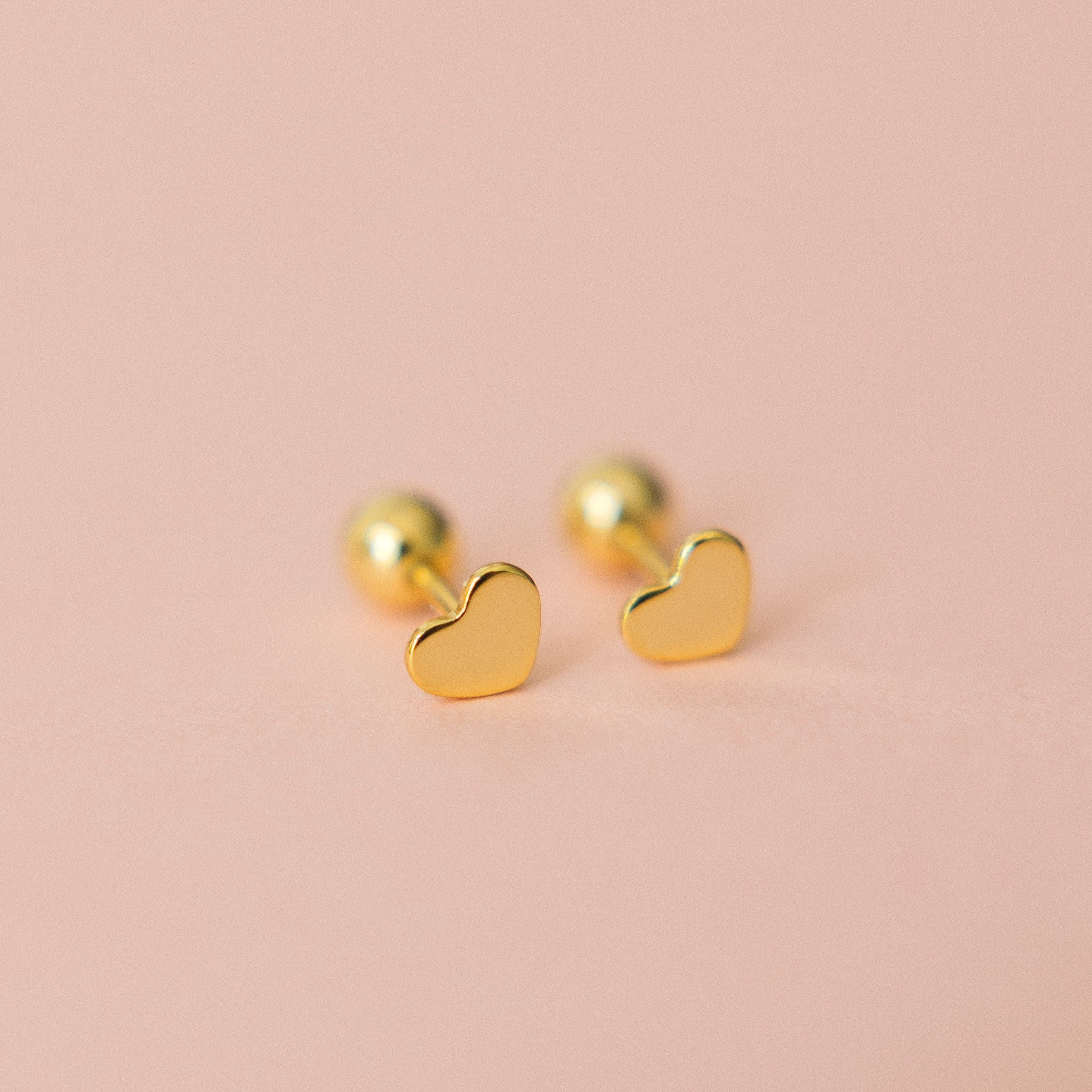 Heart Screw Back Earrings