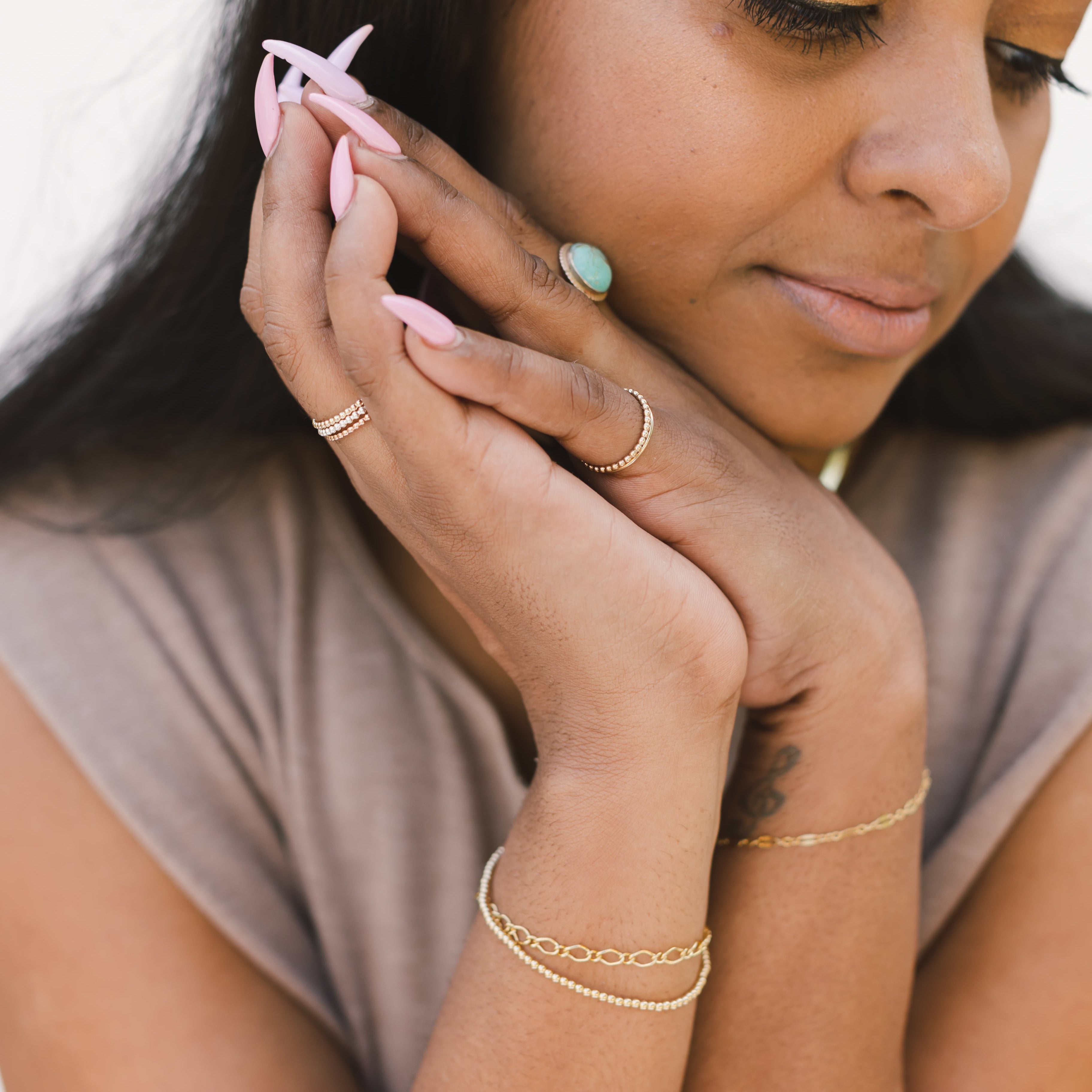 Gold Stretchy Beaded Bracelet