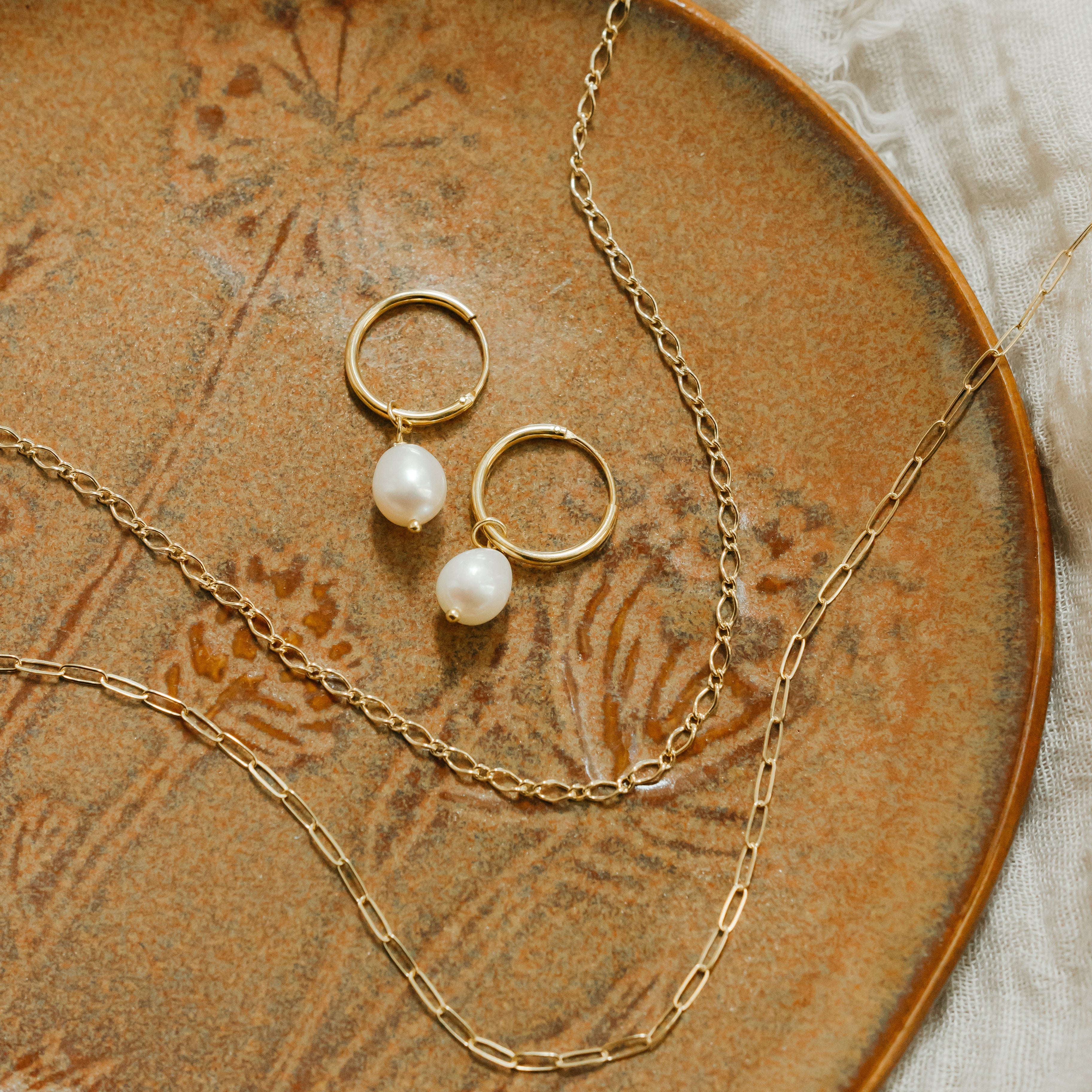 Large Pearl Drop Hoops
