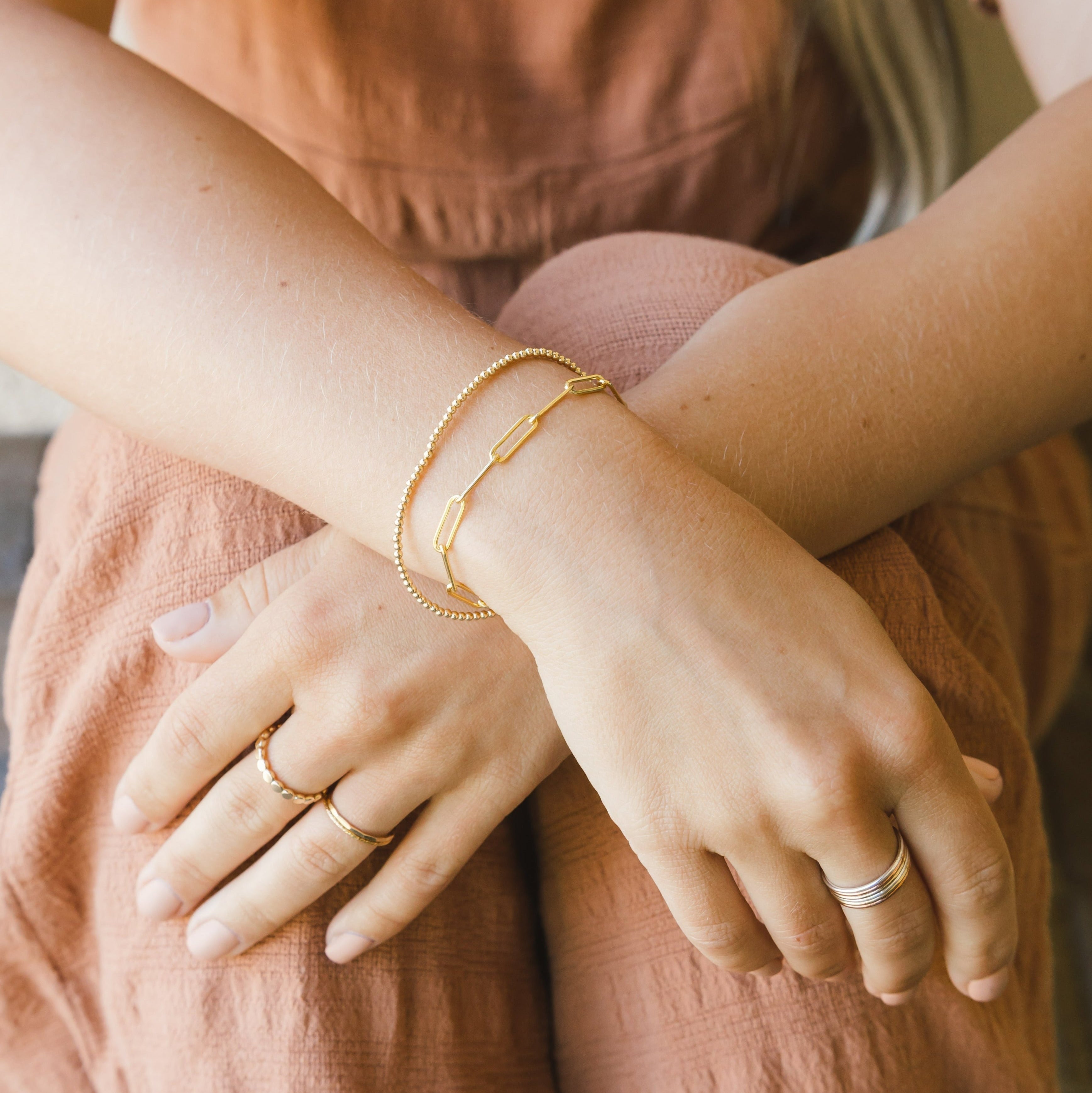 Gold Stretchy Beaded Bracelet