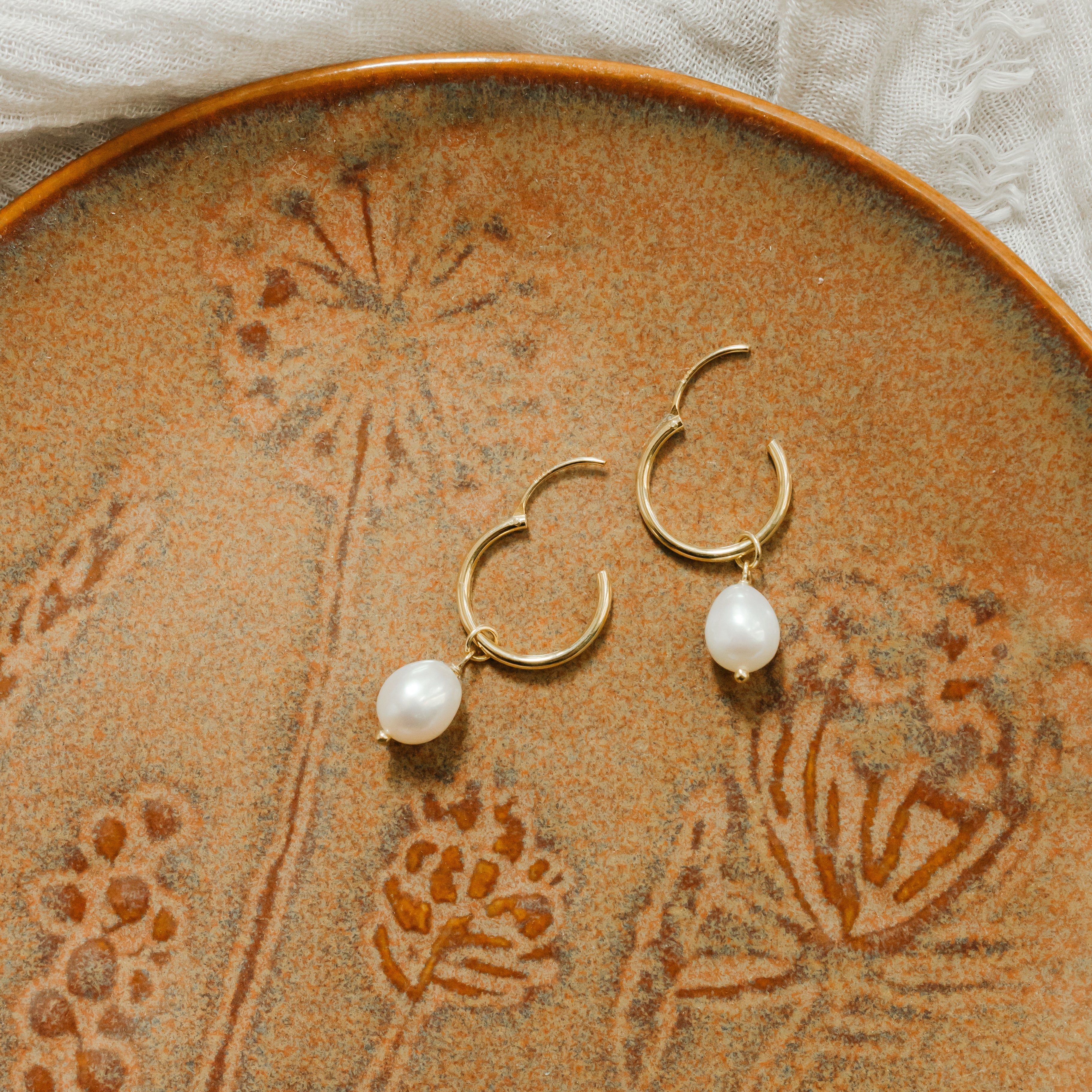Large Pearl Drop Hoops