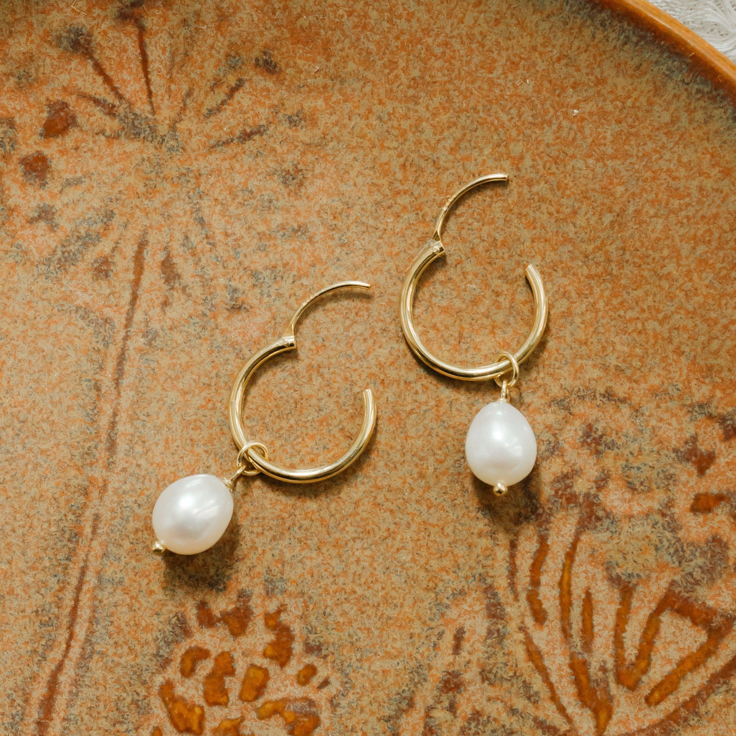Large Pearl Drop Hoops