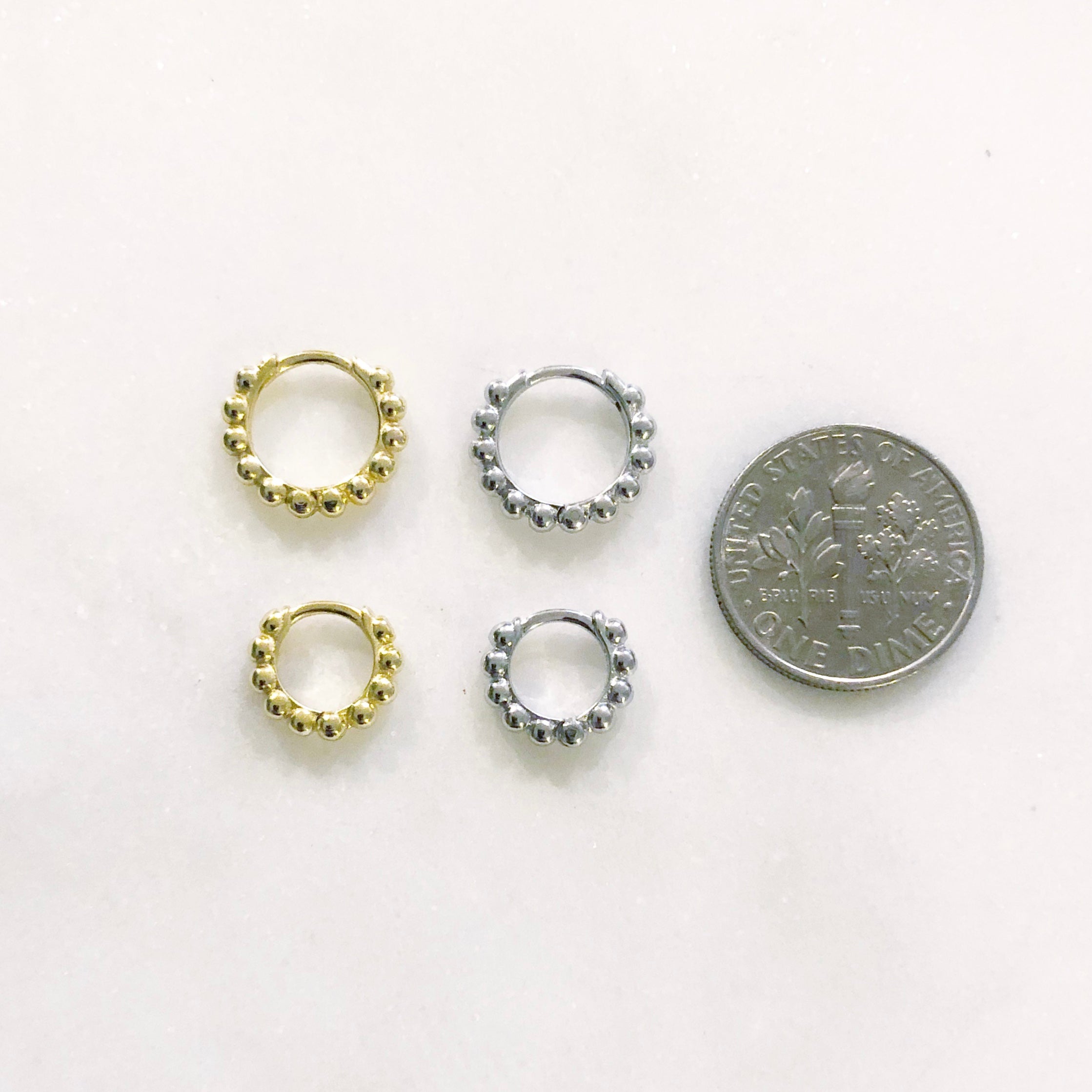 Mini dotted huggie hoops