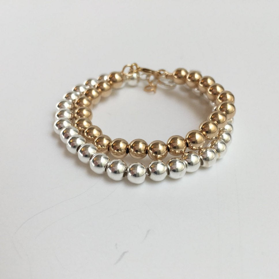 Custom Beaded Baby Bracelet – Gold Filled, Sterling Silver, or Rose Gold