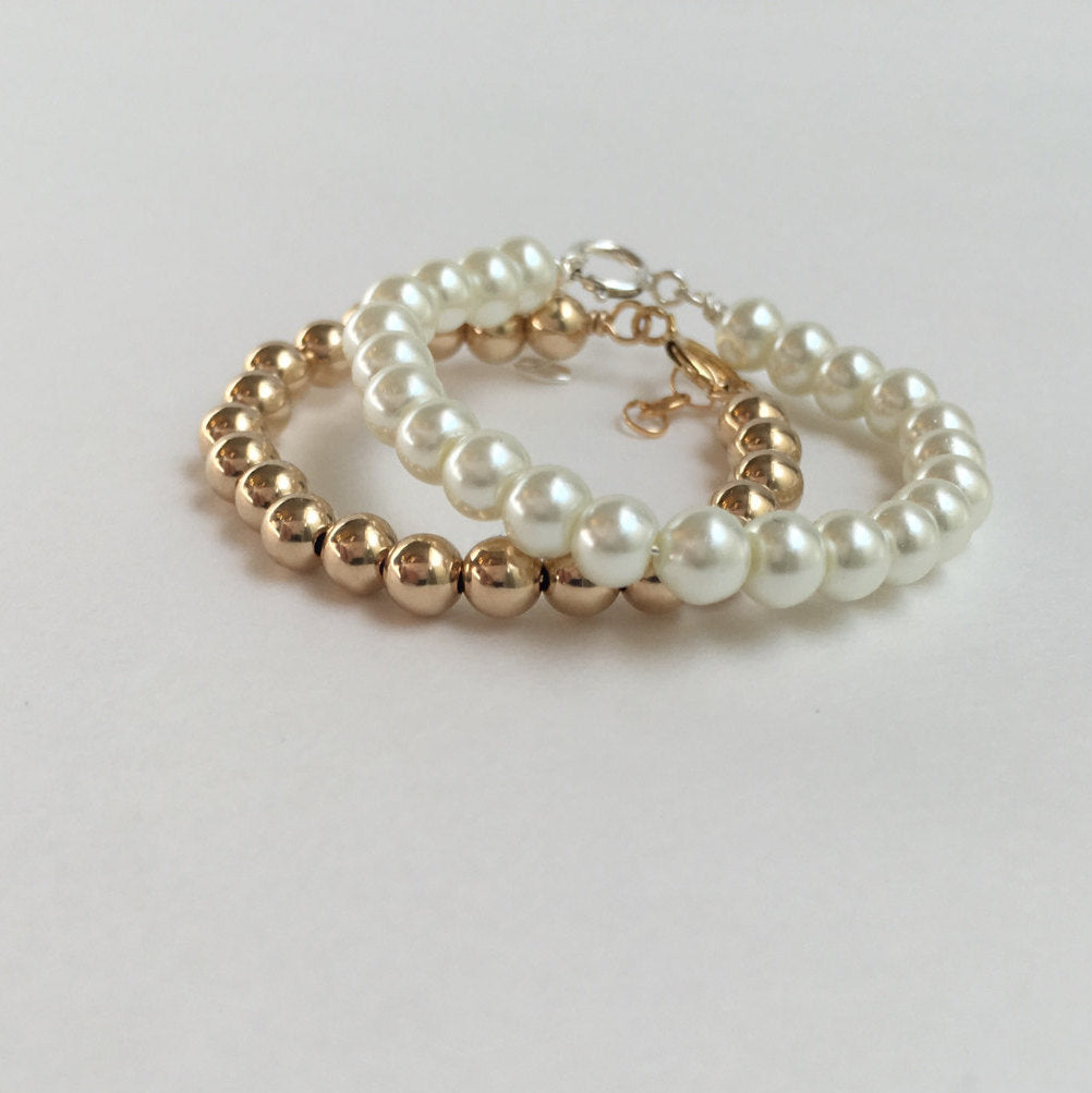 Custom Beaded Baby Bracelet – Gold Filled, Sterling Silver, or Rose Gold