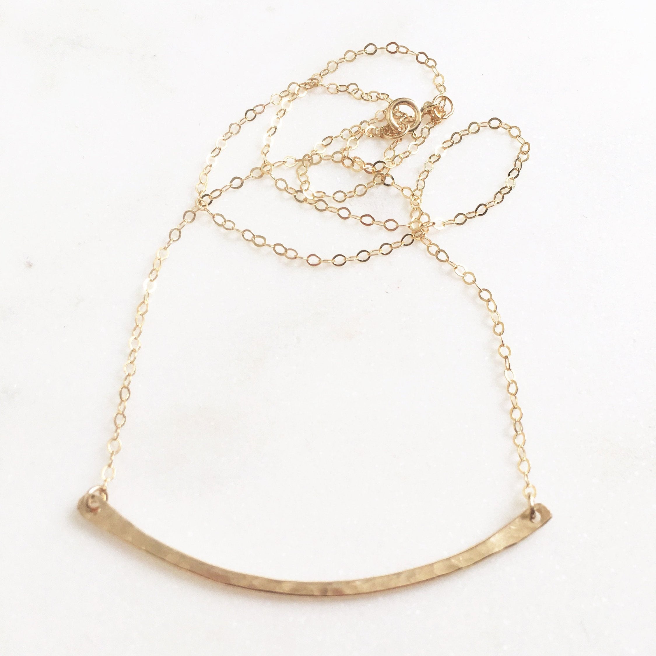 Curved Hammered Bar Necklace