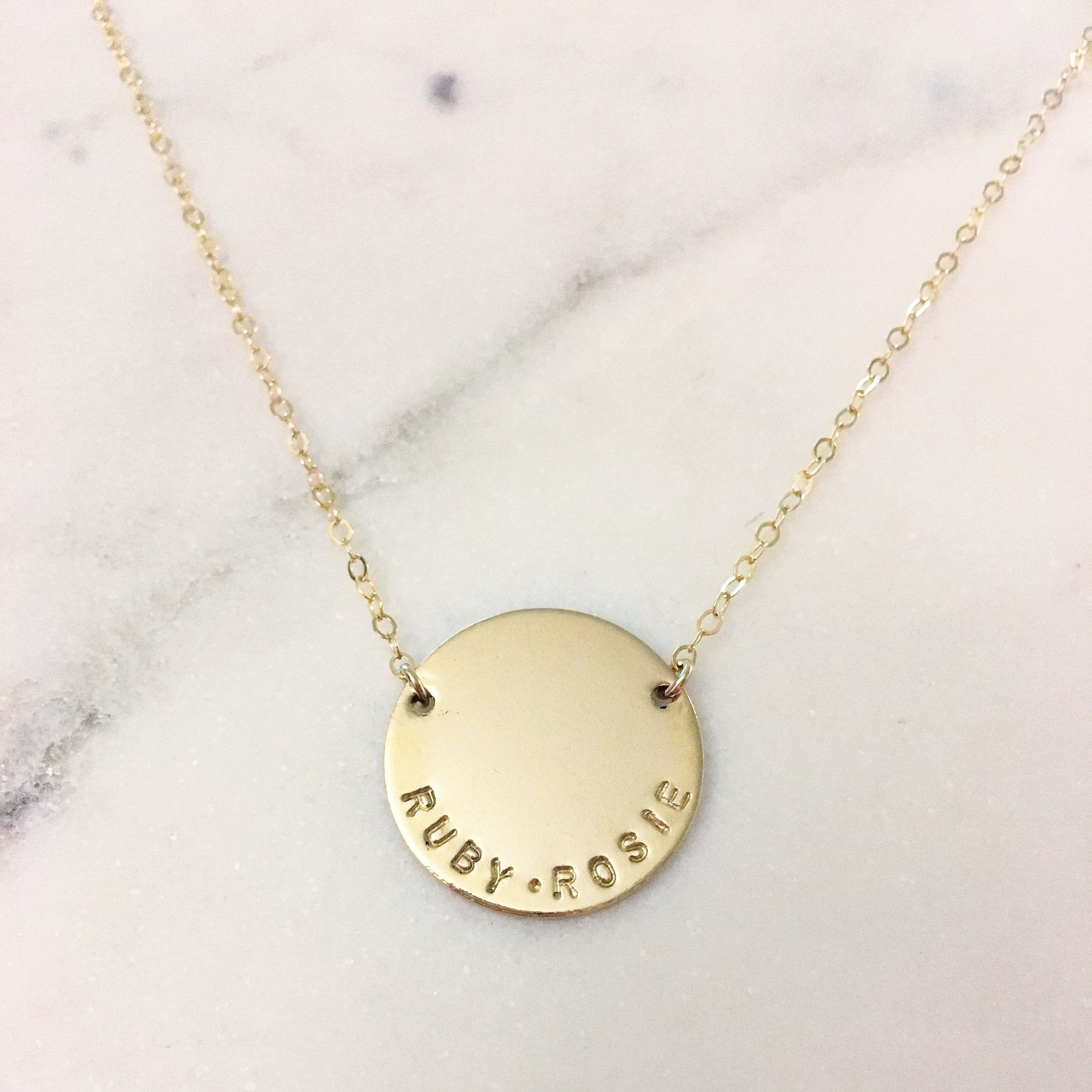 Large Circle Charm Necklace | 19mm / 3/4" | Personalized Disc