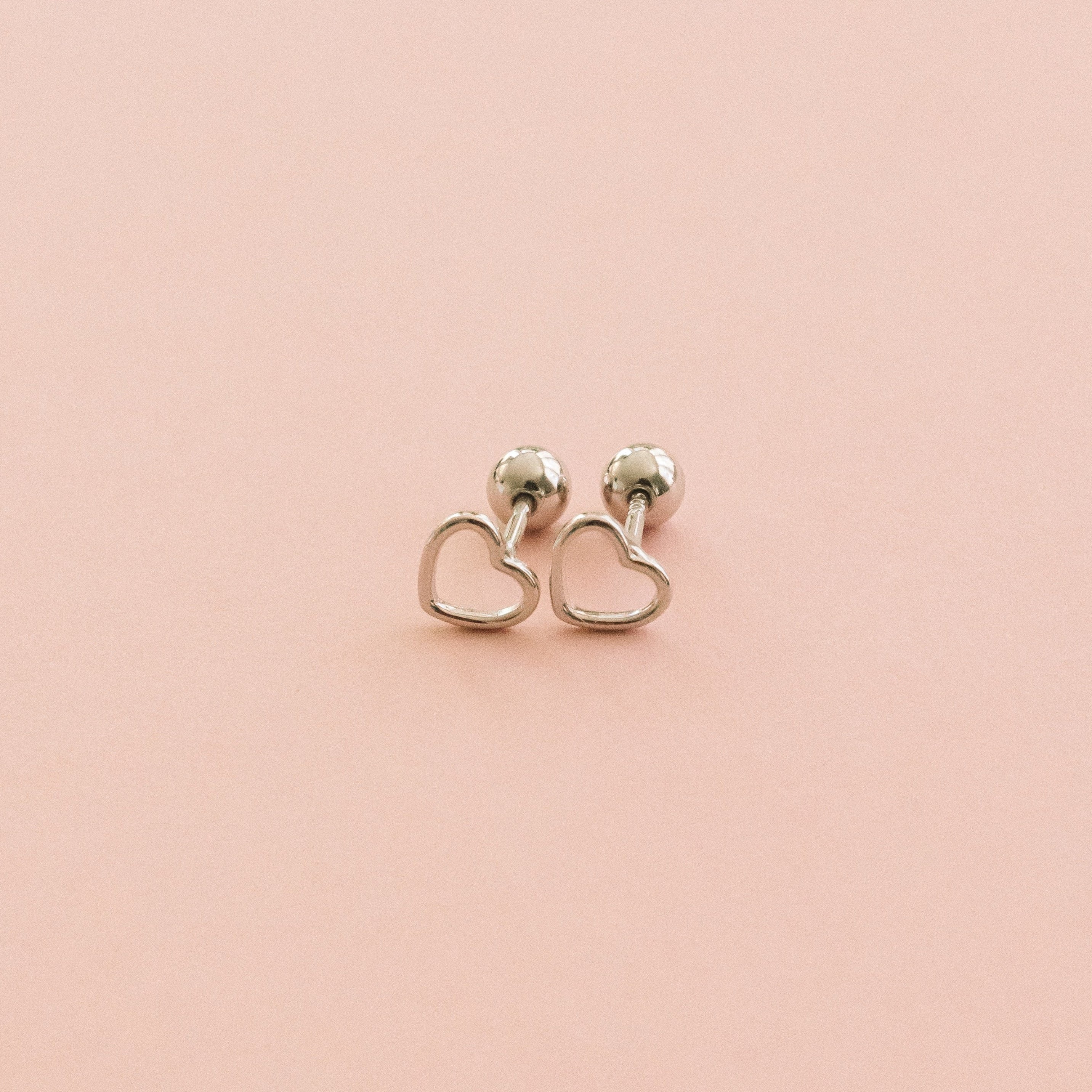 Hollow Heart Screw Back Earrings