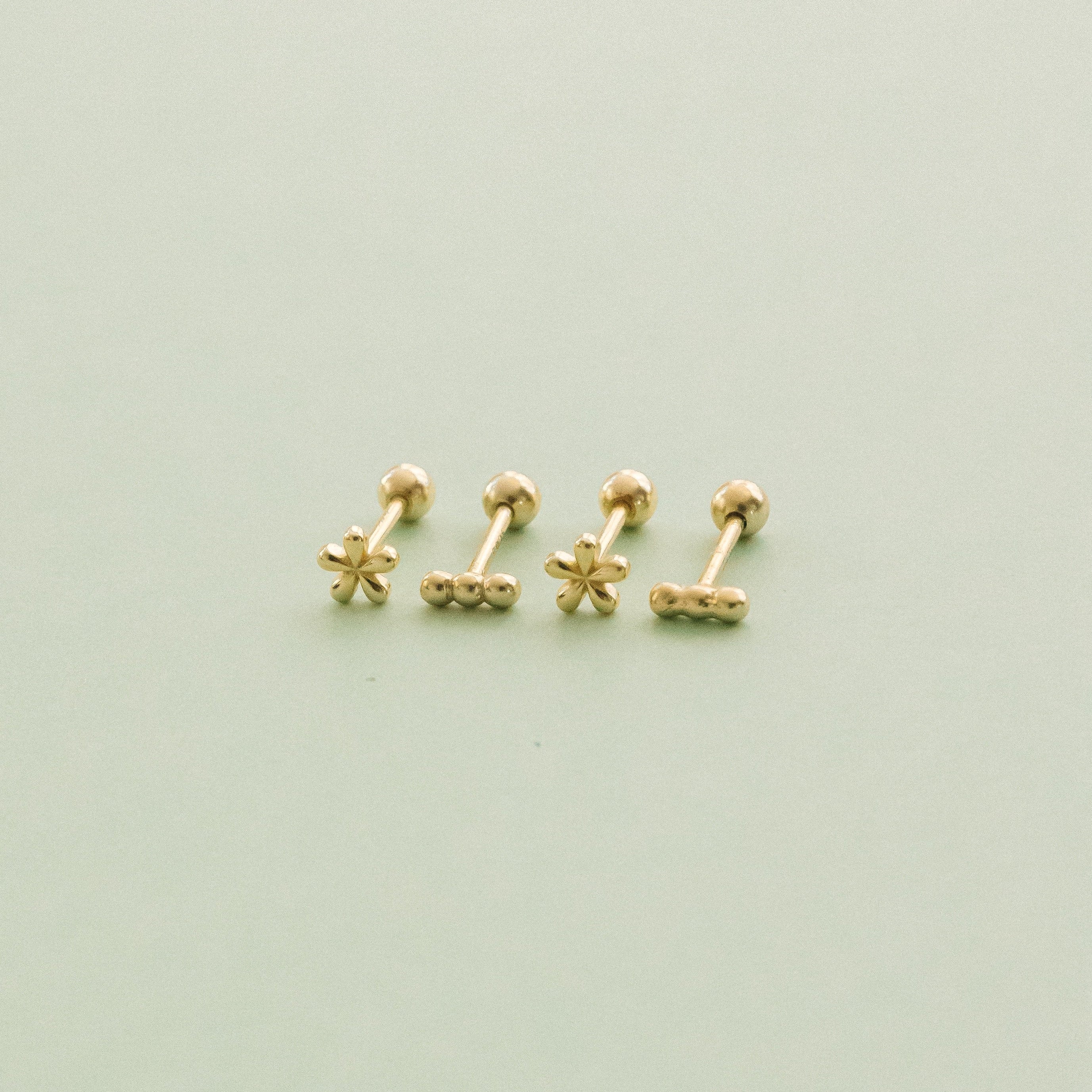 Dotted Bar Screw Back Earrings