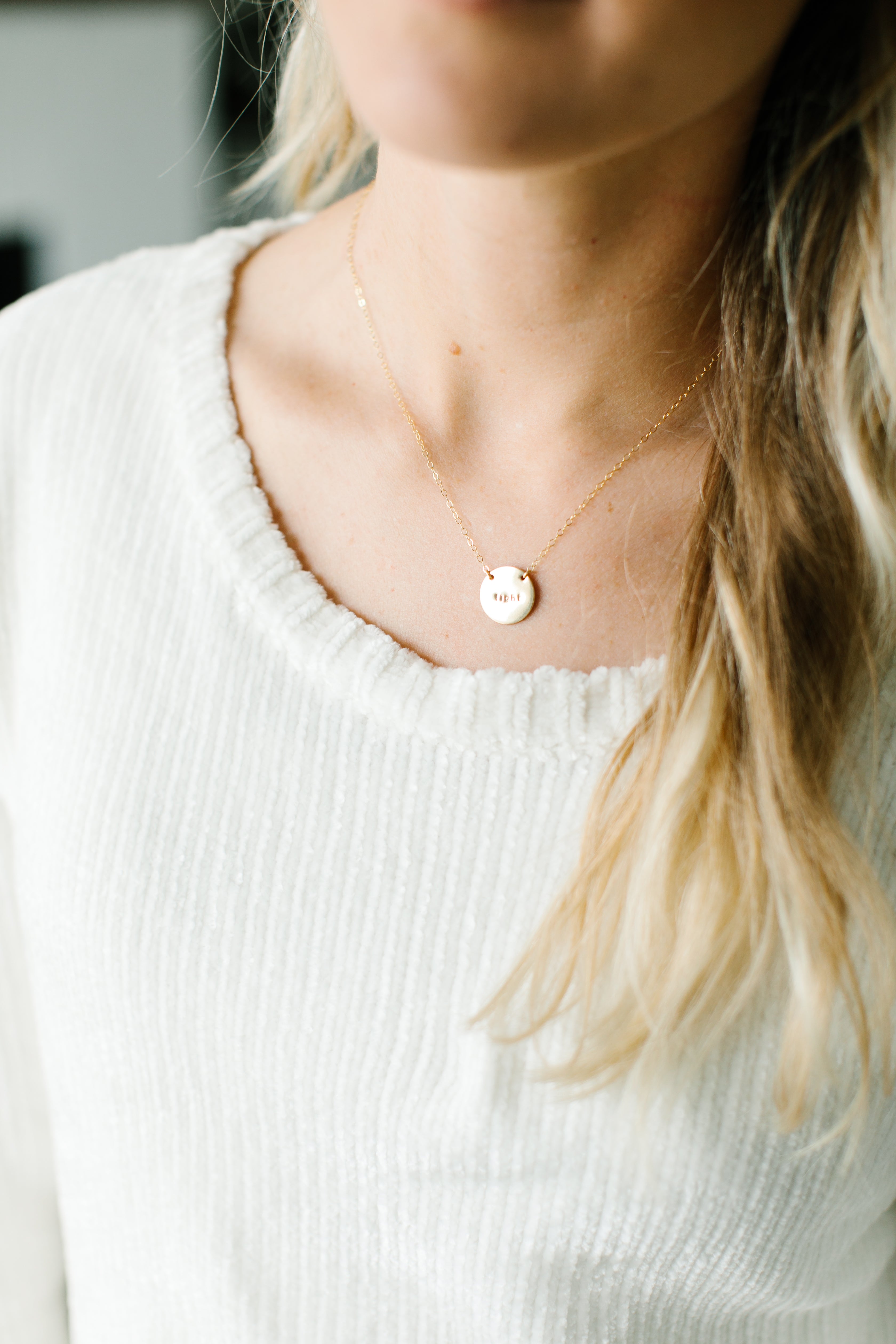 Personalized 13mm Circle Necklace – Custom Stamped Charm