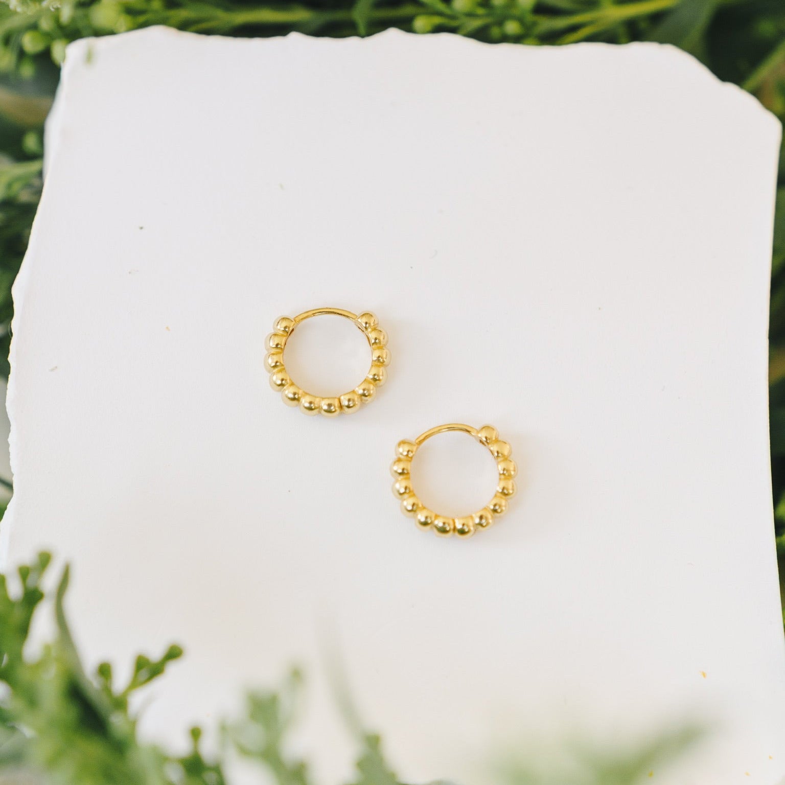Mini dotted huggie hoops