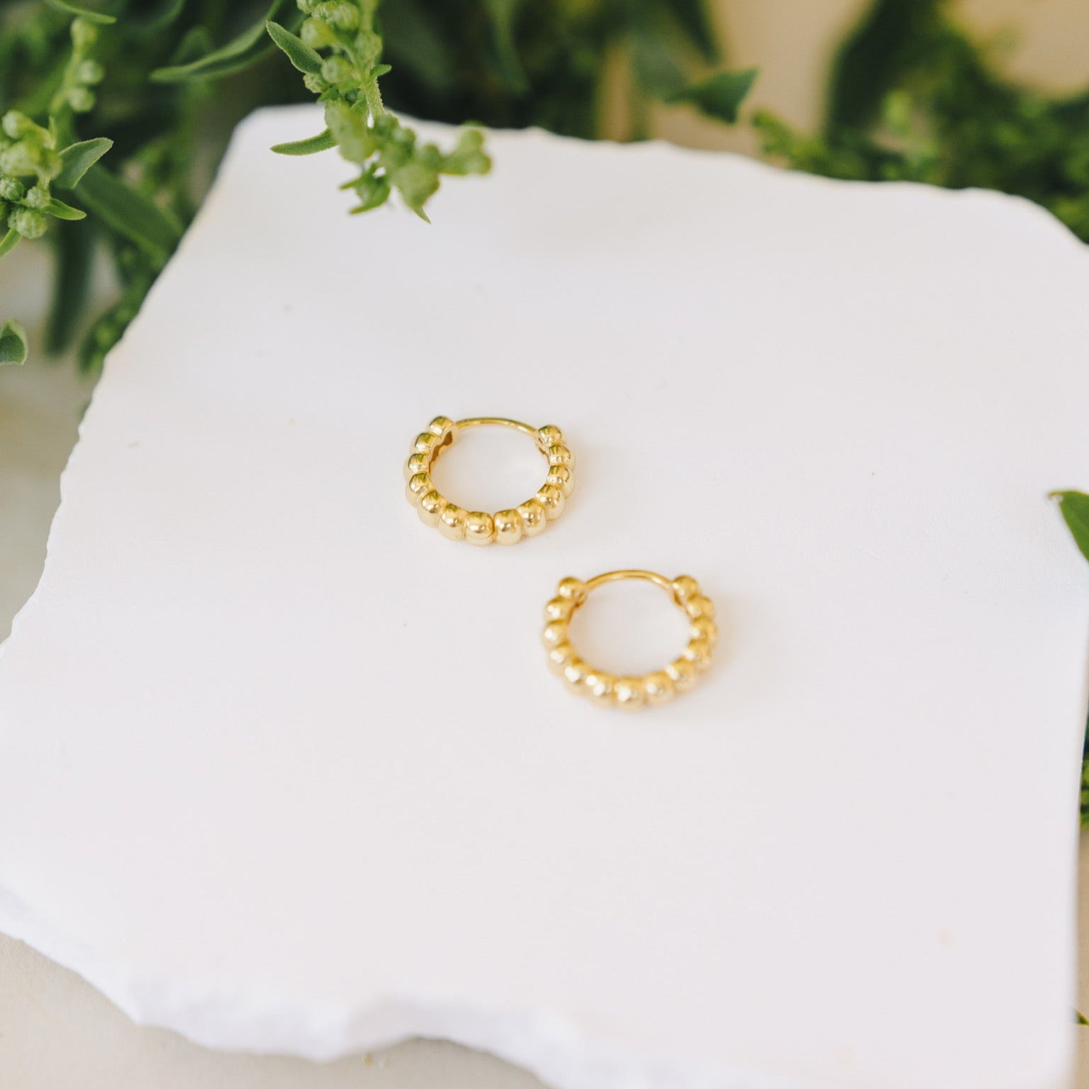 Mini dotted huggie hoops