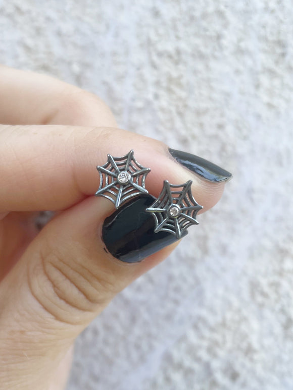 Spider Web Screw Back Earrings
