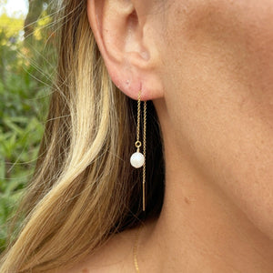 Single Pearl Threader Earring