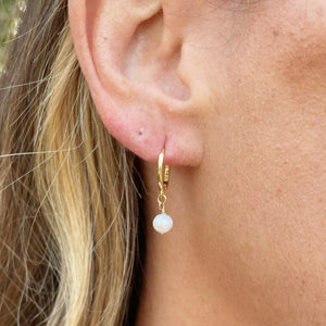 Small Pearl Drop Hoops