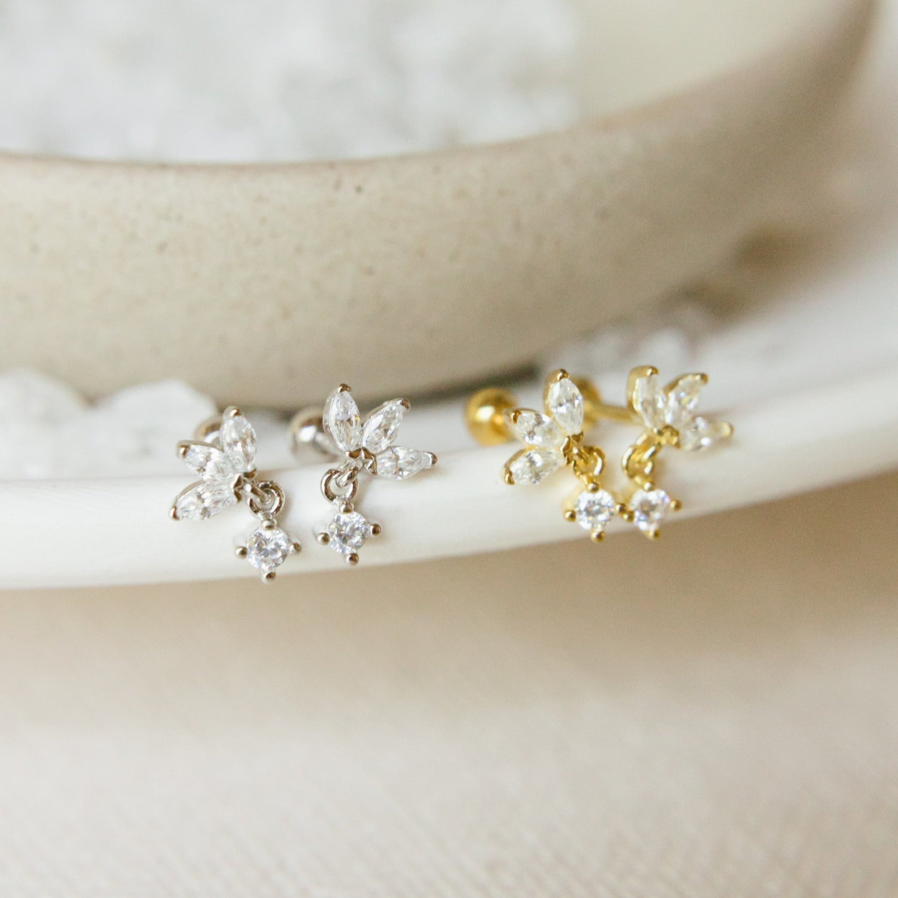 Gemma Dangle Screw Back Earrings