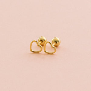 Hollow Heart Screw Back Earrings