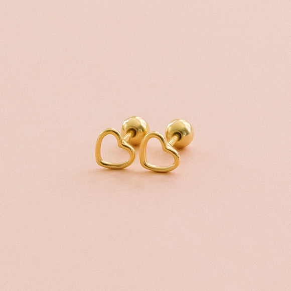 Hollow Heart Screw Back Earrings