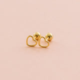 Hollow Heart Screw Back Earrings