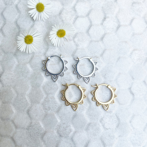 Sun Burst Hoop Earrings